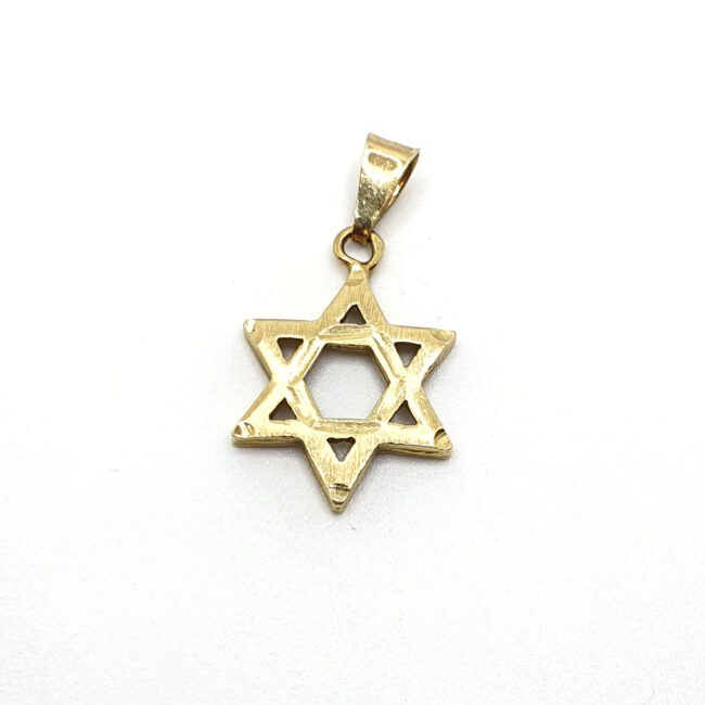 תליון מגן דויד זהב 14 קראט צהוב מט חלק