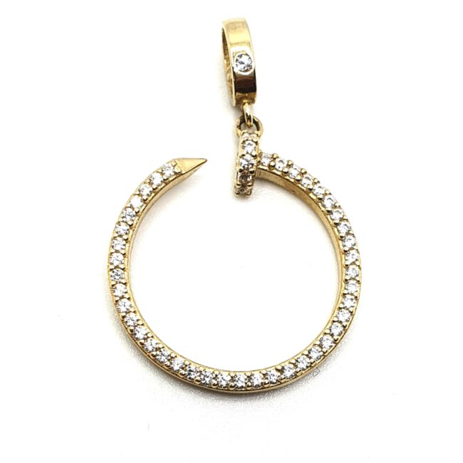 תליון זהב 14 קראט משובץ זרקונים קולקציה חדשה עגול