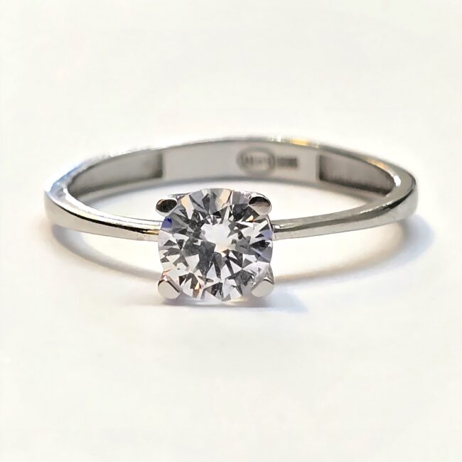 טבעת זהב לבן 14 קראט סוליטר עדין קולקציה חדשה gr18