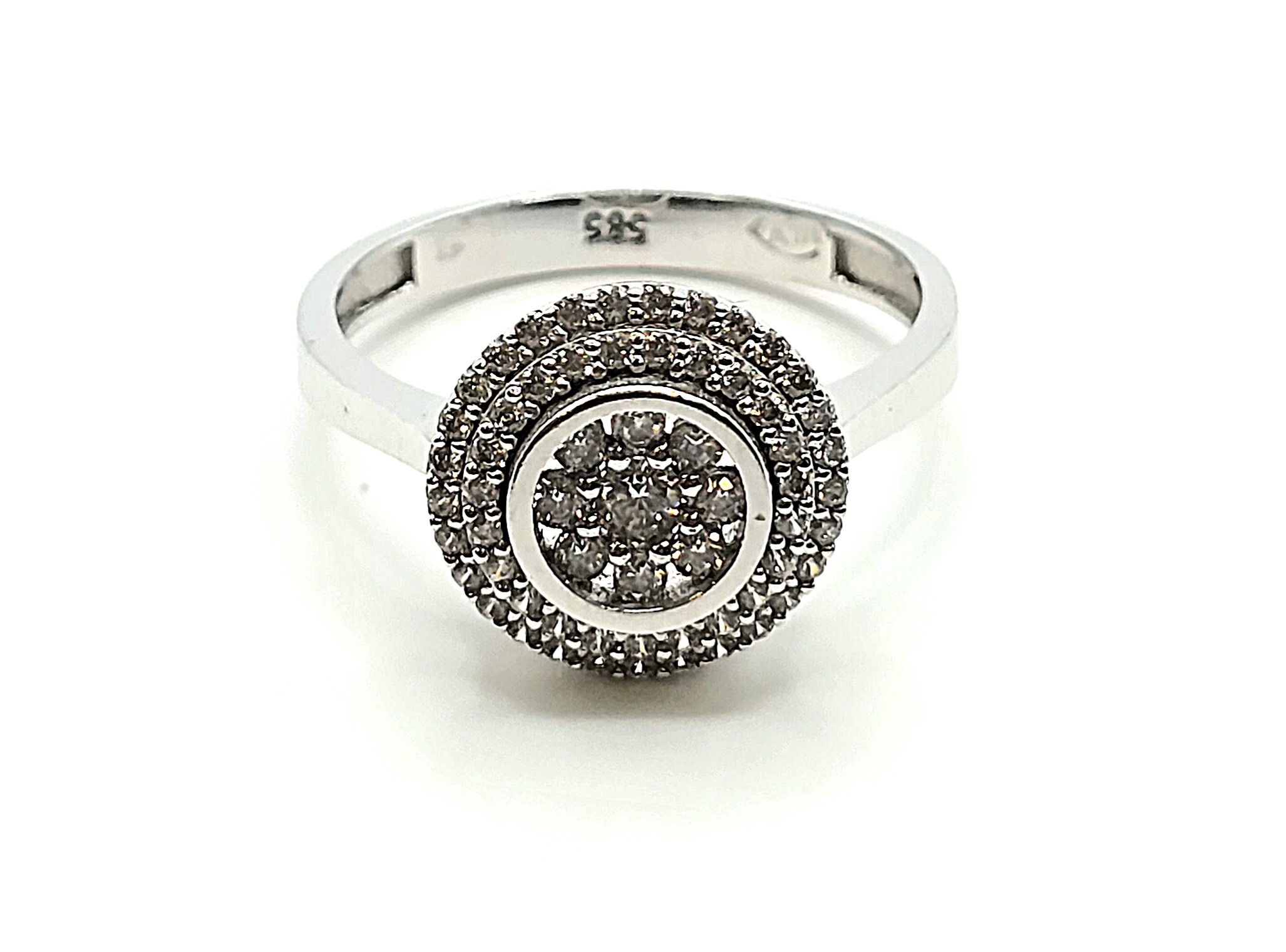 טבעת זהב לבן 14 קראט סוליטר משובצת קולקציה חדשה gr14