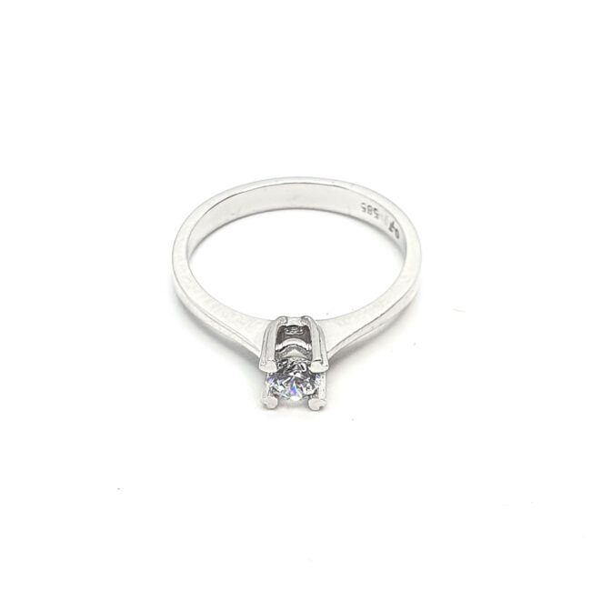 טבעת זהב לבן 14 קראט סוליטר משובצת קולציה חדשה GRGR58