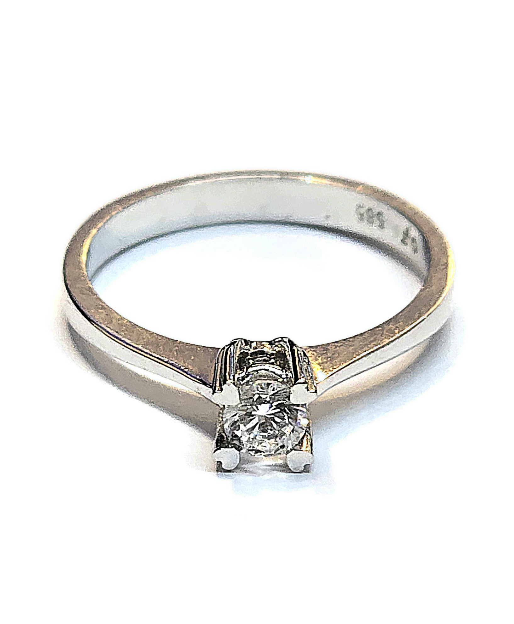 טבעת זהב לבן 14 קראט סוליטר משובצת קולציה חדשה GRGR58