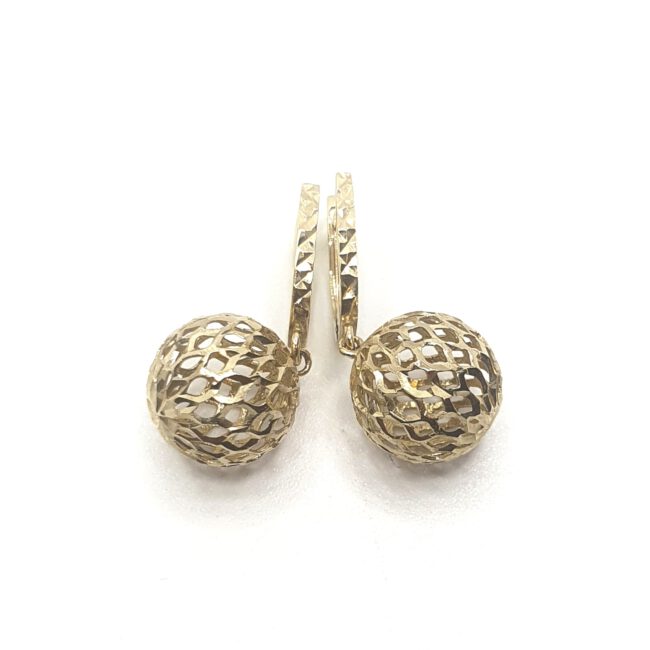 עגילי זהב 14 קראט כדורים תלויים קולקציה חדשה GEGE173