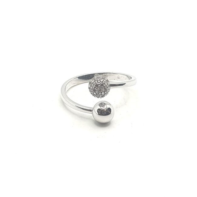 טבעת זהב לבן 14 קראט כדורים קולקציה חדשה grg820