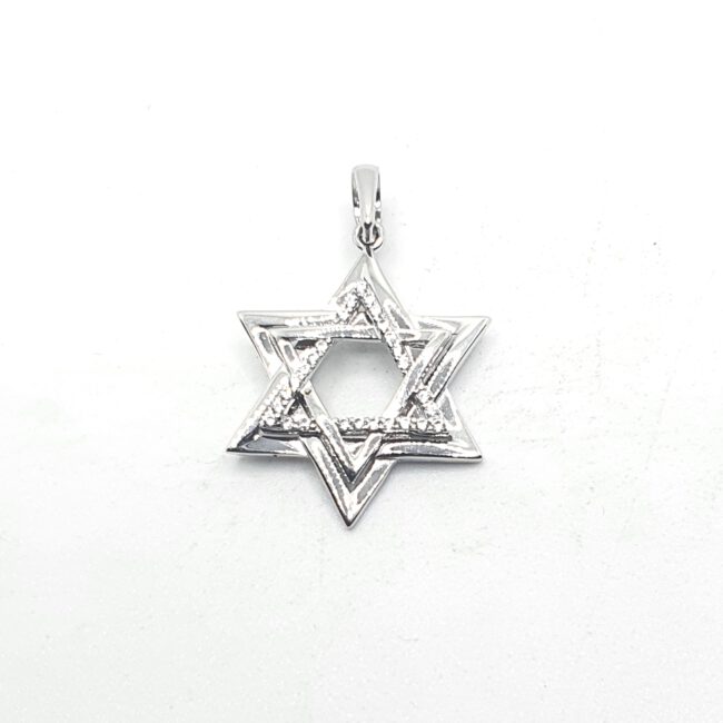 תליון יהלום מגן דויד זהב לבן 14 קראט קולקציה חדשה dtd11