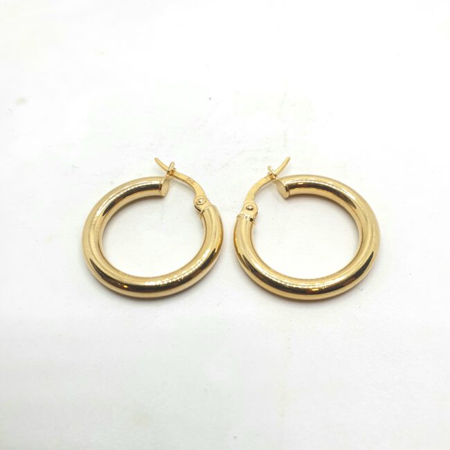 עגילי חישוק זהב 14K חלק קולקציה חדשה GER8131