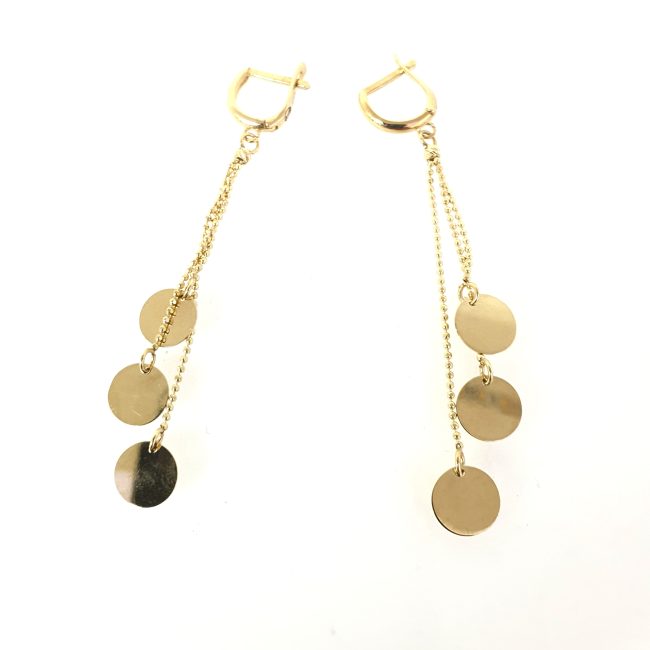 עגילי זהב 14 קראט תלוים קולקציה חדשה gey15