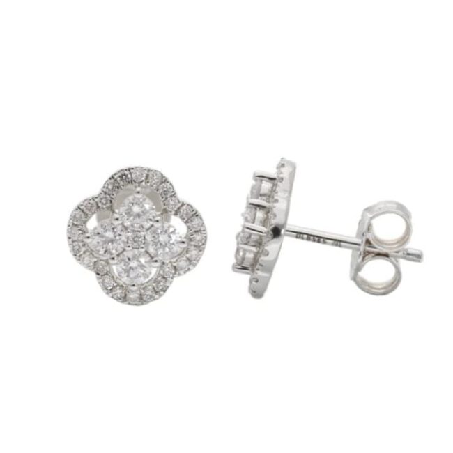 עגילי תלתן זהב לבן 0.74 קראט יהלומים קולקציה חדשה מבצע 7,590 ש"ח משלוח חינם לכל הארץ בדואר מבוטח עד 12 תשלומים ללא ריבית מבצעים חמים באתר