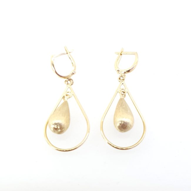 עגילי זהב 14 קראט תלוים מט קולקציה חדשה gebh201