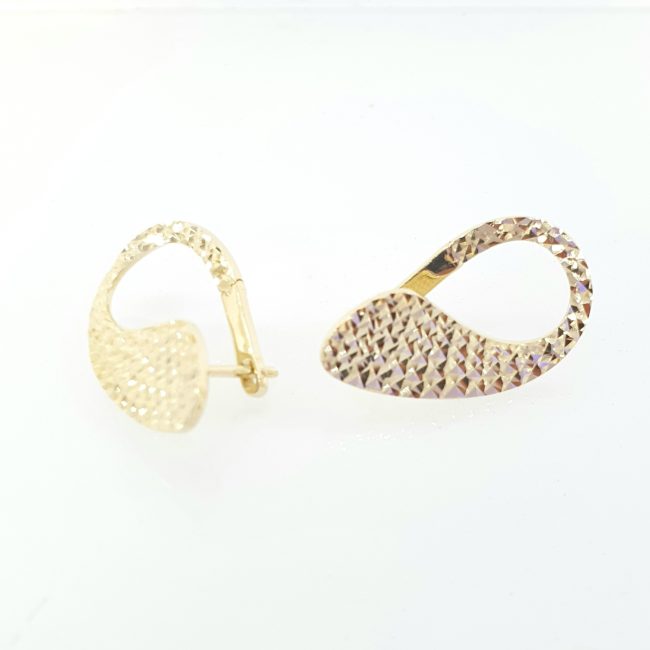 עגילי זהב 14 קראט חריטות ליזר קולקציה חדשה gebh200