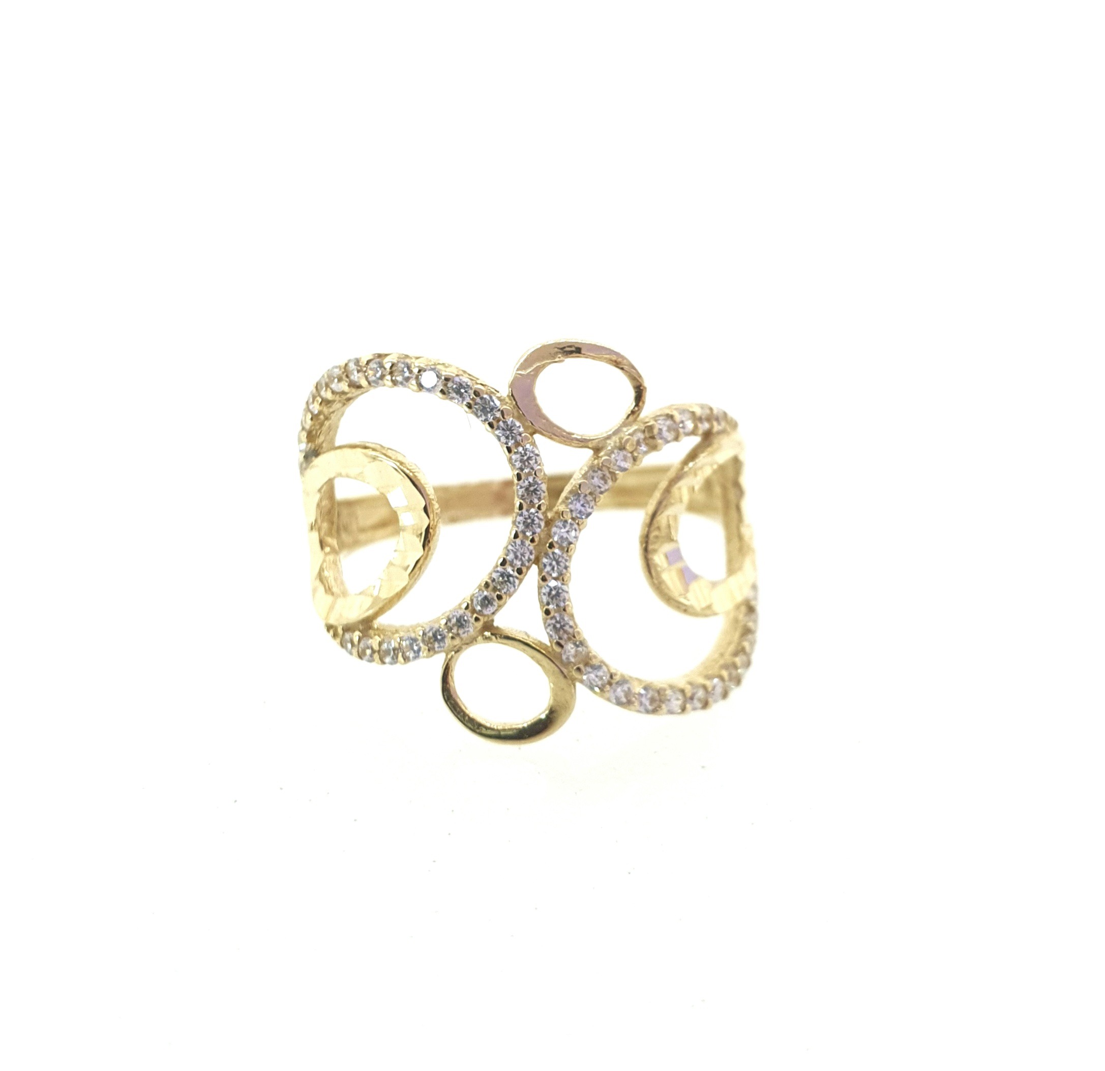 טבעת זהב 14 קראט  אלמנטים עגולים קולקציה חדשה grbh666