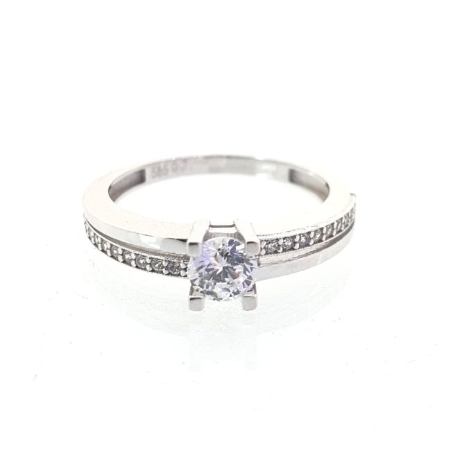 טבעת זהב לבן 14 קראט סוליטר קולקציה חדשה grv702