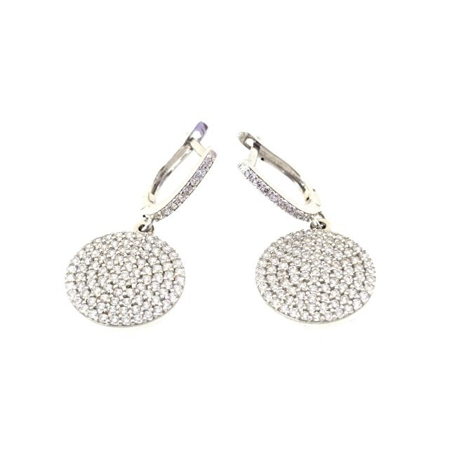 עגילי זהב לבן 14 קראט עגולים תלוים קולקציה חדשה gebh60