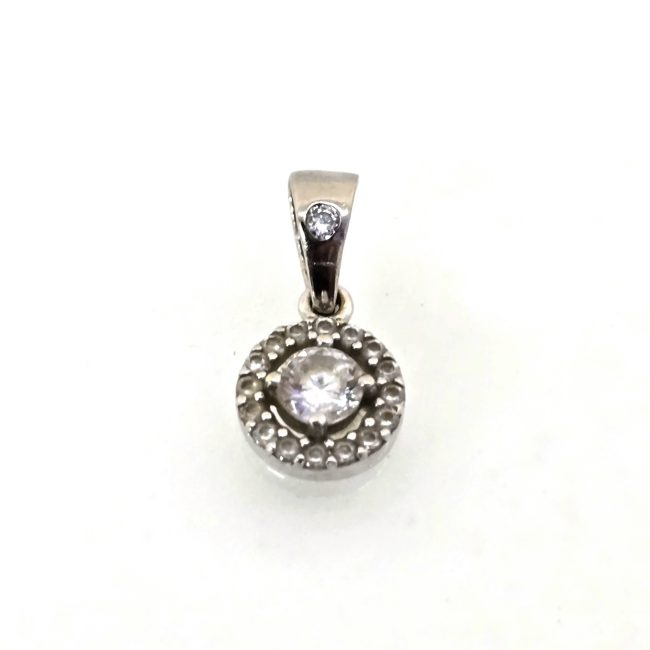 תליון יהלומים זהב לבן 14 קראט סוליטר dtgn