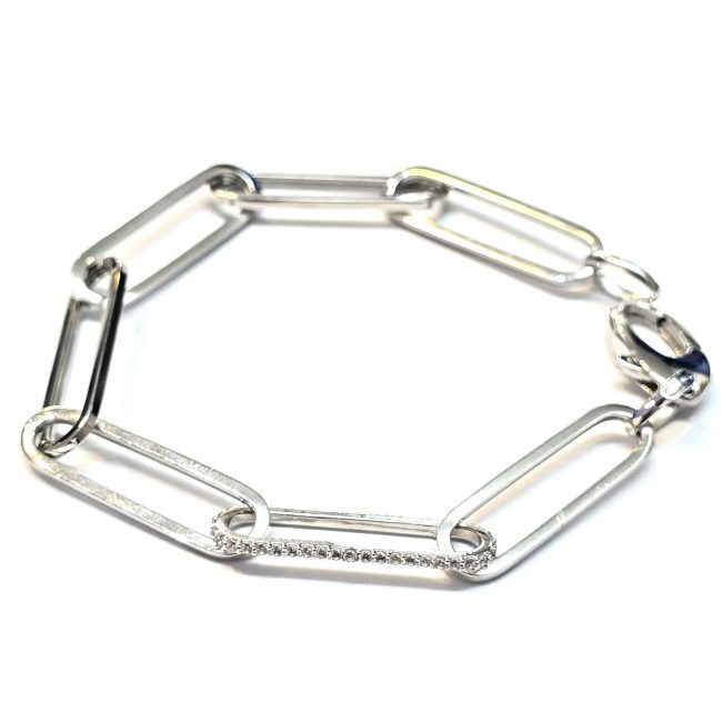 צמיד זהב לבן 14 קראט חוליה משובצת קולקציה חדשה gbbhd3