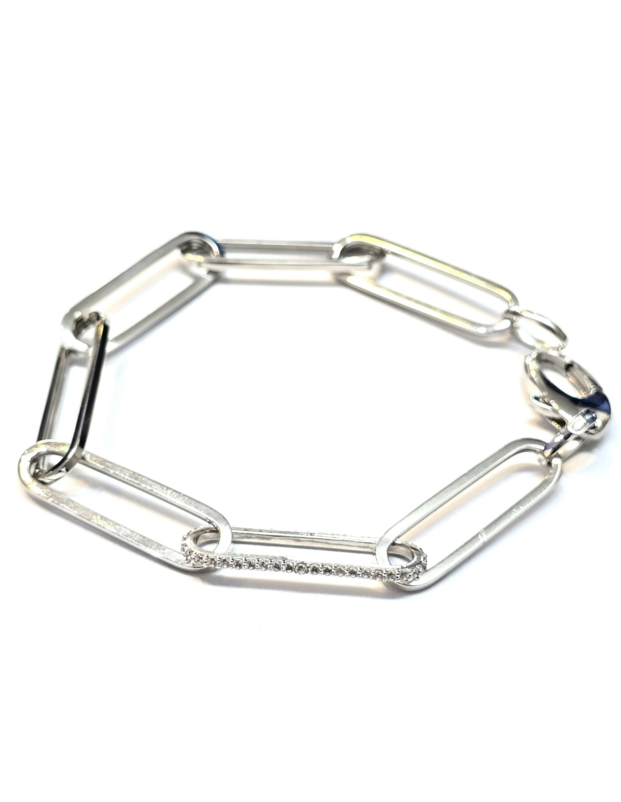 צמיד זהב לבן 14 קראט חוליה משובצת קולקציה חדשה gbbhd3