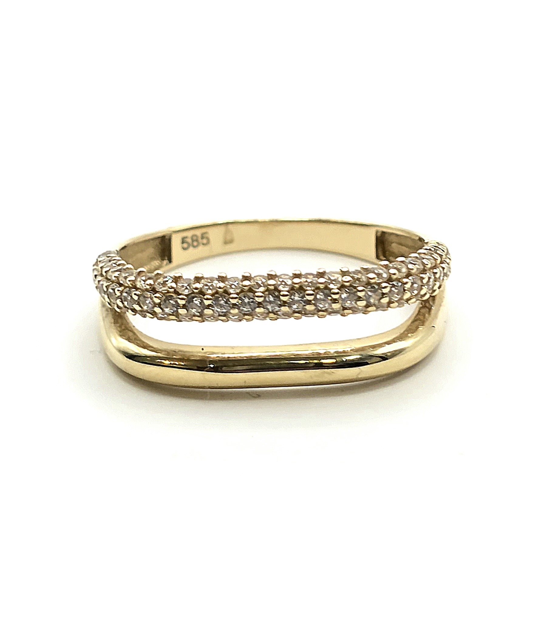 טבעת זהב 14 קראט משובצת קולקציה חדשה grbh1234