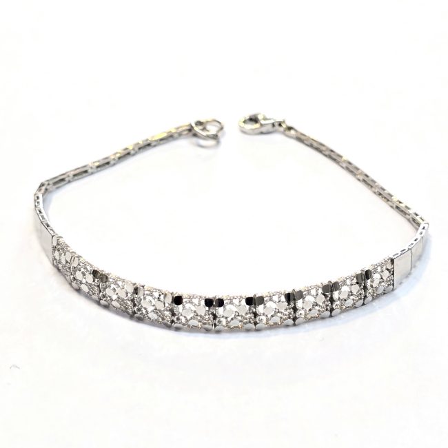 צמיד זהב לבן 14 קראט חריטות תחרה קולקציה חדשה gblav