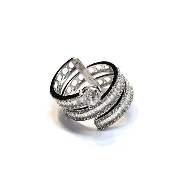 טבעת זהב לבן 14 קראט שורות קולקציה חדשה gr stars