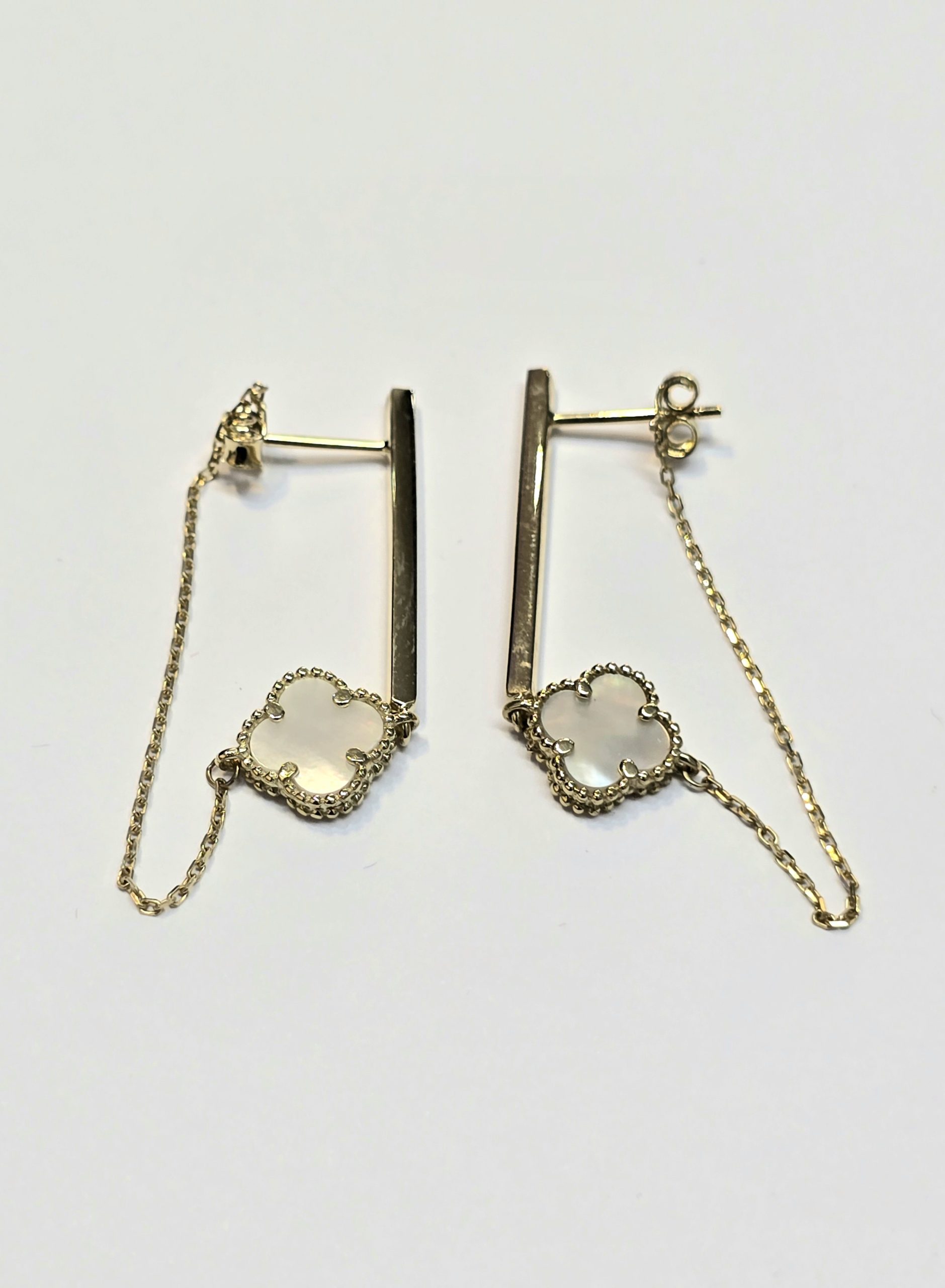 עגילי זהב 14 קראט תלתן תלויים קולקציה חדשה gerr100