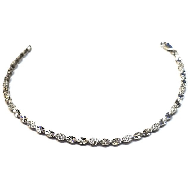 צמיד זהב לבן 14 קראט אובאליים חריטות קולקציה חדשה gbbhov