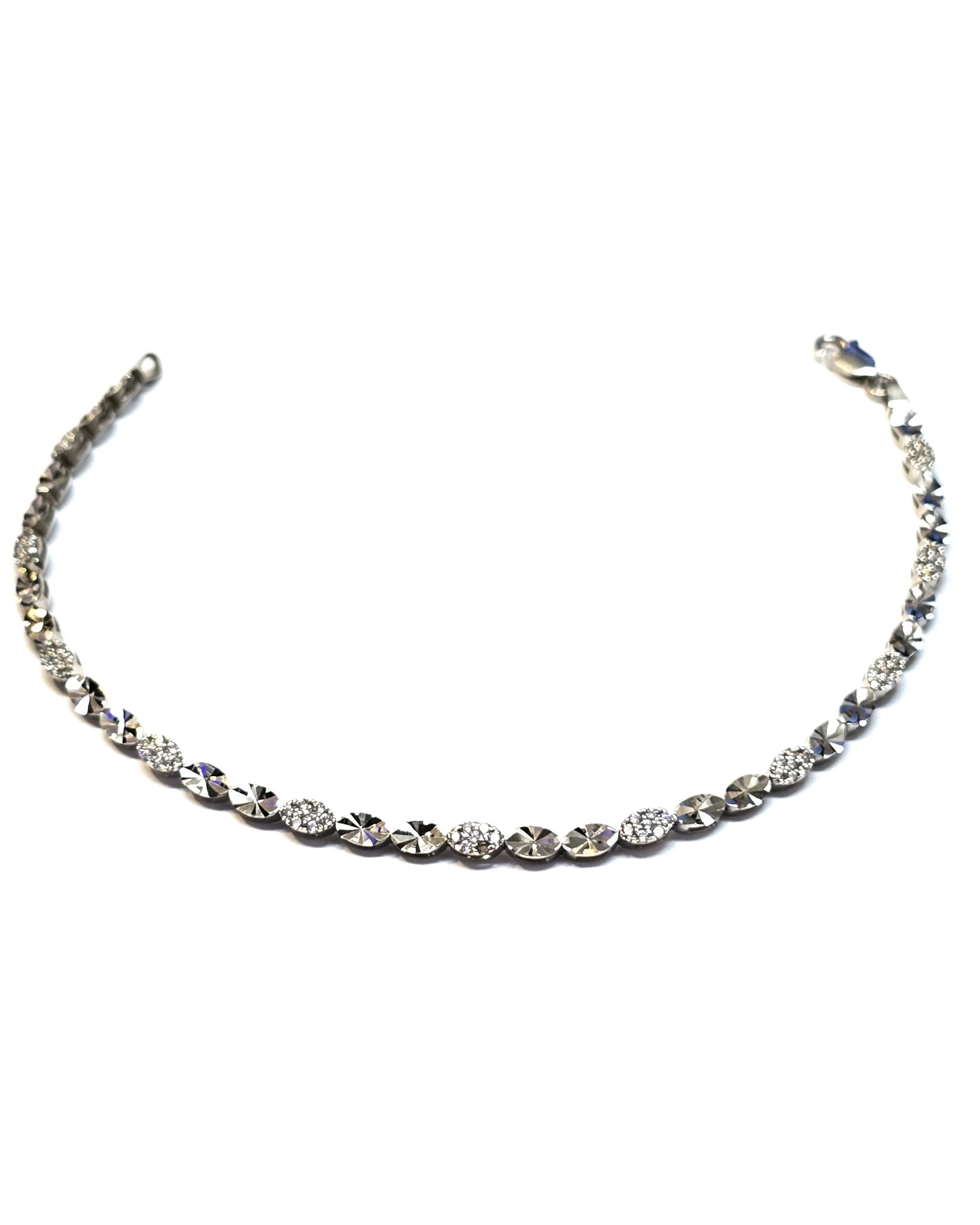 צמיד זהב לבן 14 קראט אובאליים חריטות קולקציה חדשה gbbhov