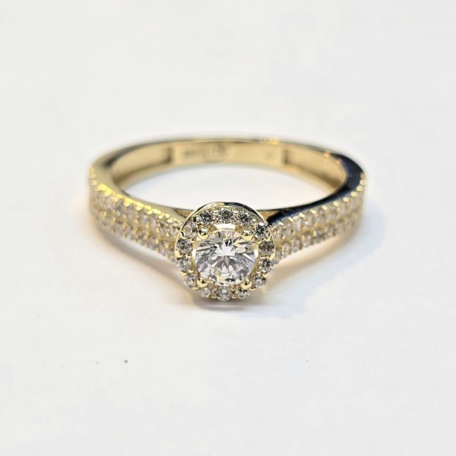 טבעת זהב 14 קראט משובצת שורות קולקציה חדשה grbh100