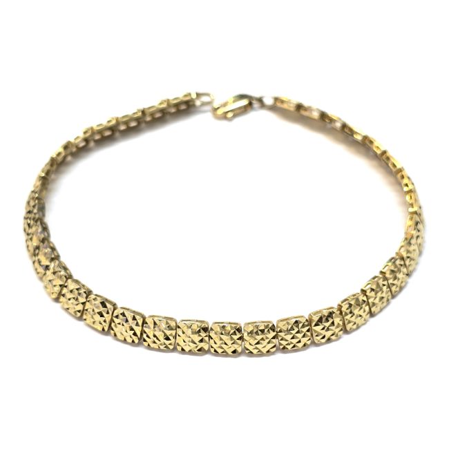 צמיד זהב 14 קראט ריבועים חריטות ליזר קולקציה חדשה gbbh7001