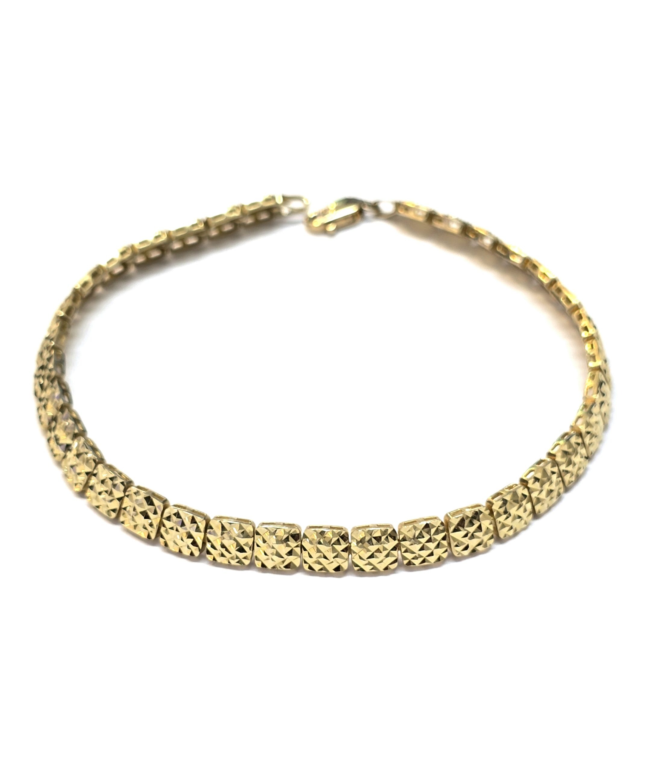 צמיד זהב 14 קראט ריבועים חריטות ליזר קולקציה חדשה gbbh7001