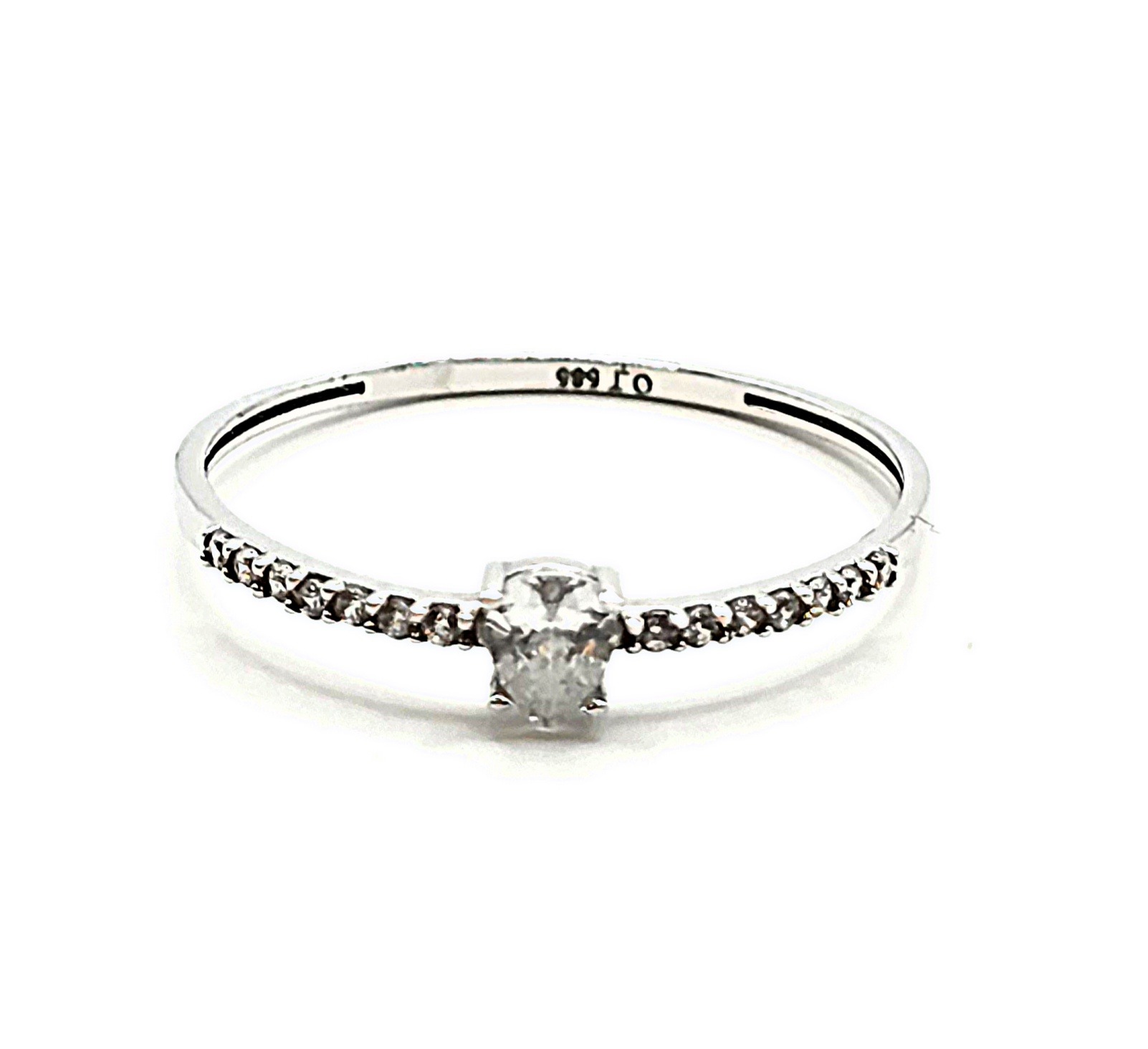 טבעת זהב לבן 14 קראט סוליטר עדין קולקציה חדשה grbhl99