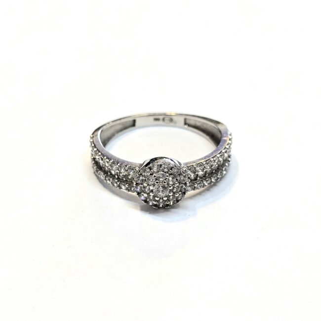 טבעת זהב לבן משובצת 14 קראט קולקציה חדשה grtn4