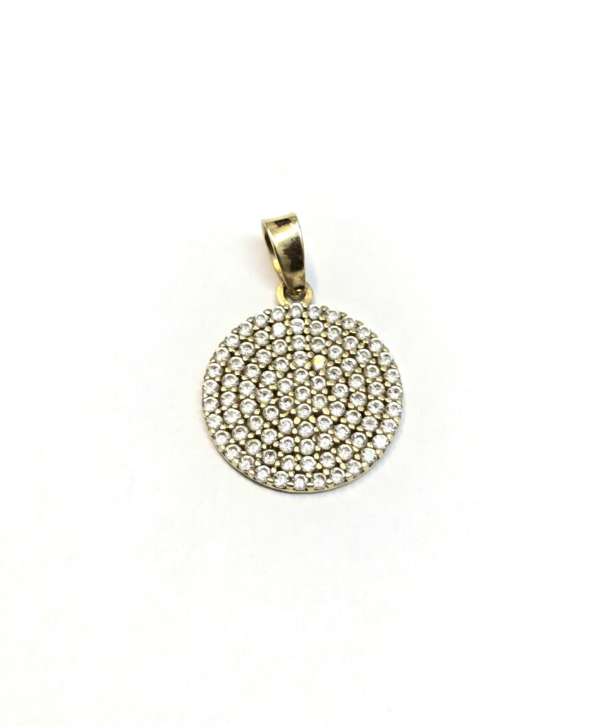 תליון עיגול משובץ זרקונים זהב צהוב 14 קראט קולקציה חדשה egjj34