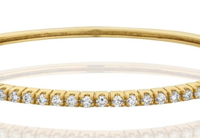 צמיד בנגל זהב צהוב 14 קראט משובץ יהלומים טבעיים קולקציה מיוחדת gdb400