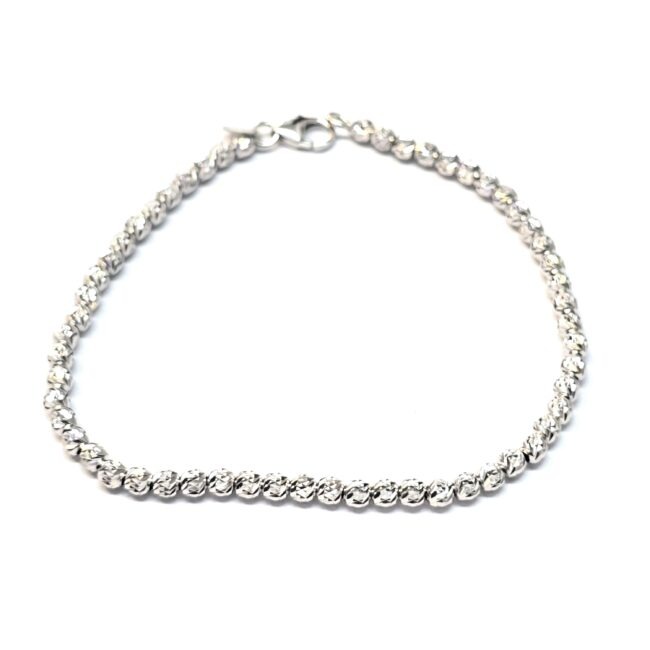 צמיד זהב לבן 14 קראט כדורים קולקציה חדשה gbgbc