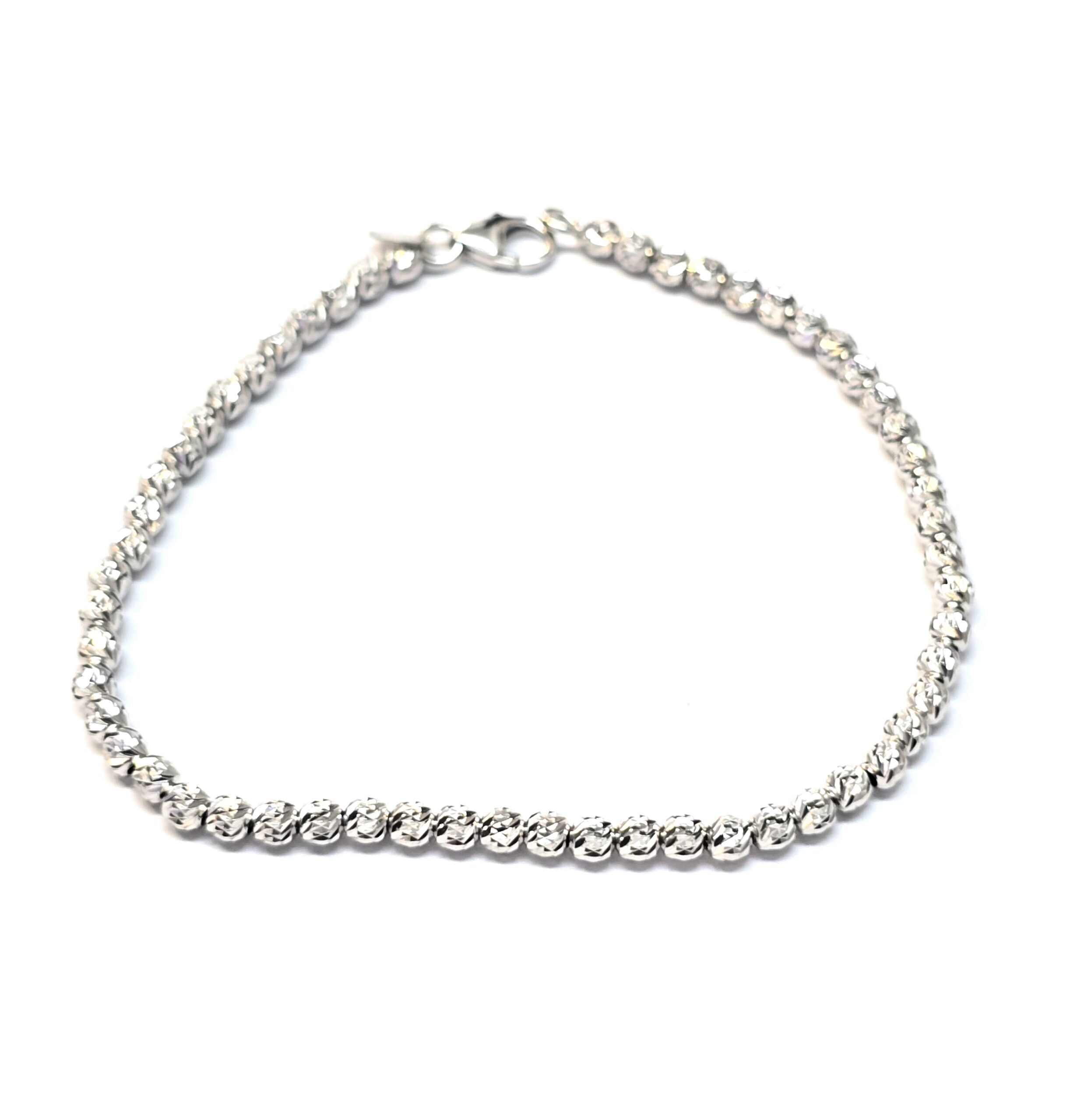 צמיד זהב לבן 14 קראט כדורים קולקציה חדשה gbgbc