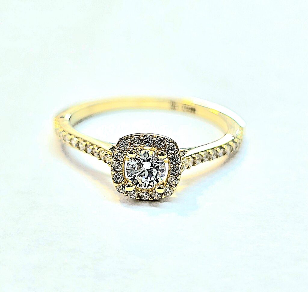 טבעת יהלומי מעבדה משובצת 0.25 קראט זהב צהוב 14 קראט drlab14