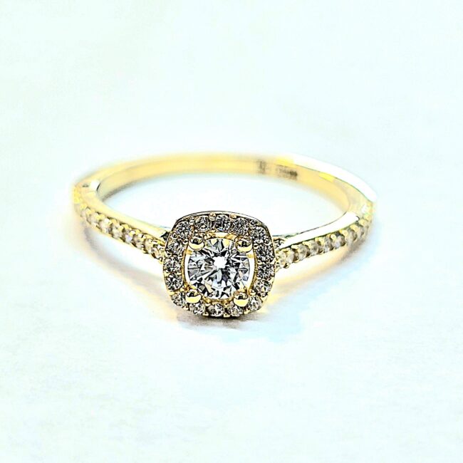 טבעת יהלומי מעבדה משובצת 0.25 קראט זהב צהוב 14 קראט drlab14