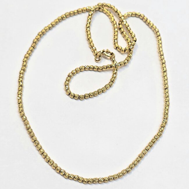 שרשרת זהב 14 קראט כדורים חריטות קולקציה חדשה shbhz7