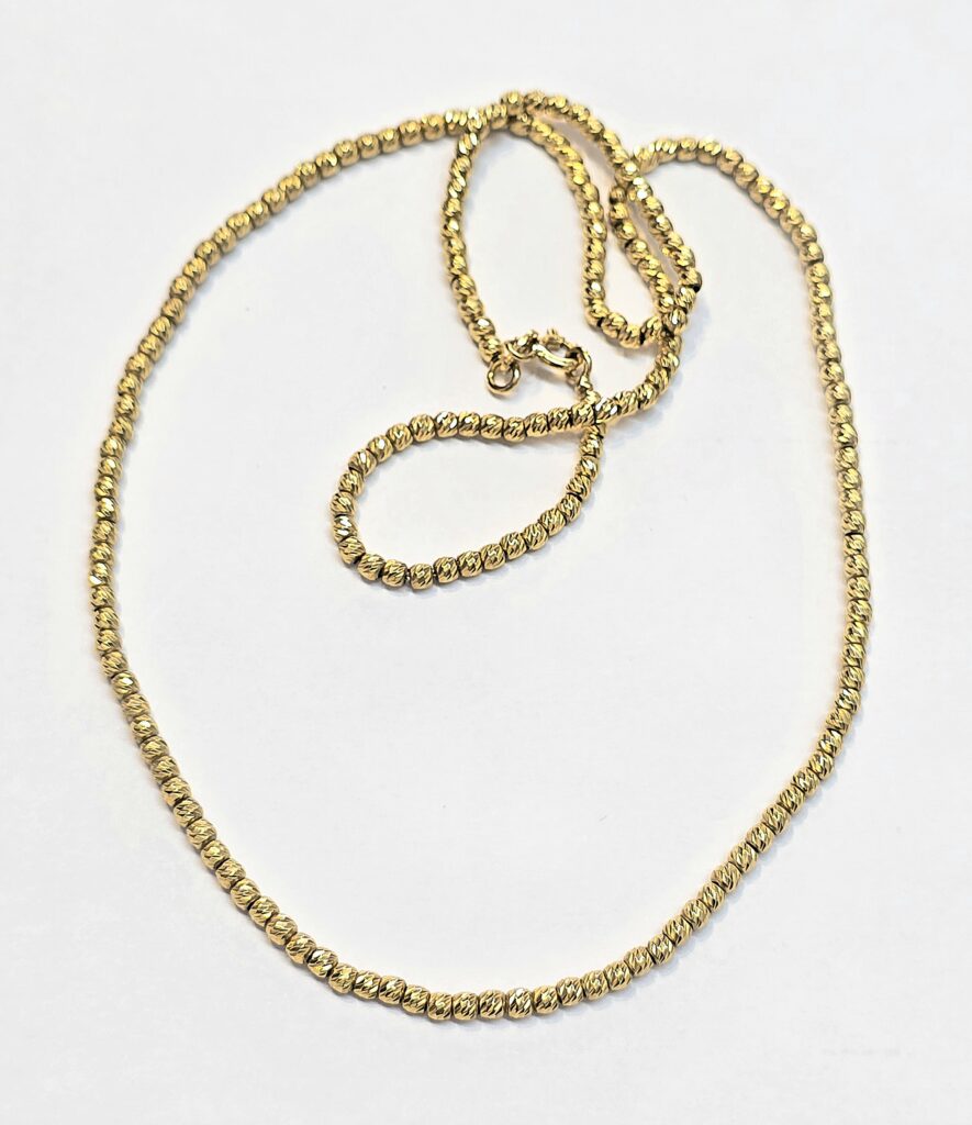 שרשרת זהב 14 קראט כדורים חריטות קולקציה חדשה shbhz7