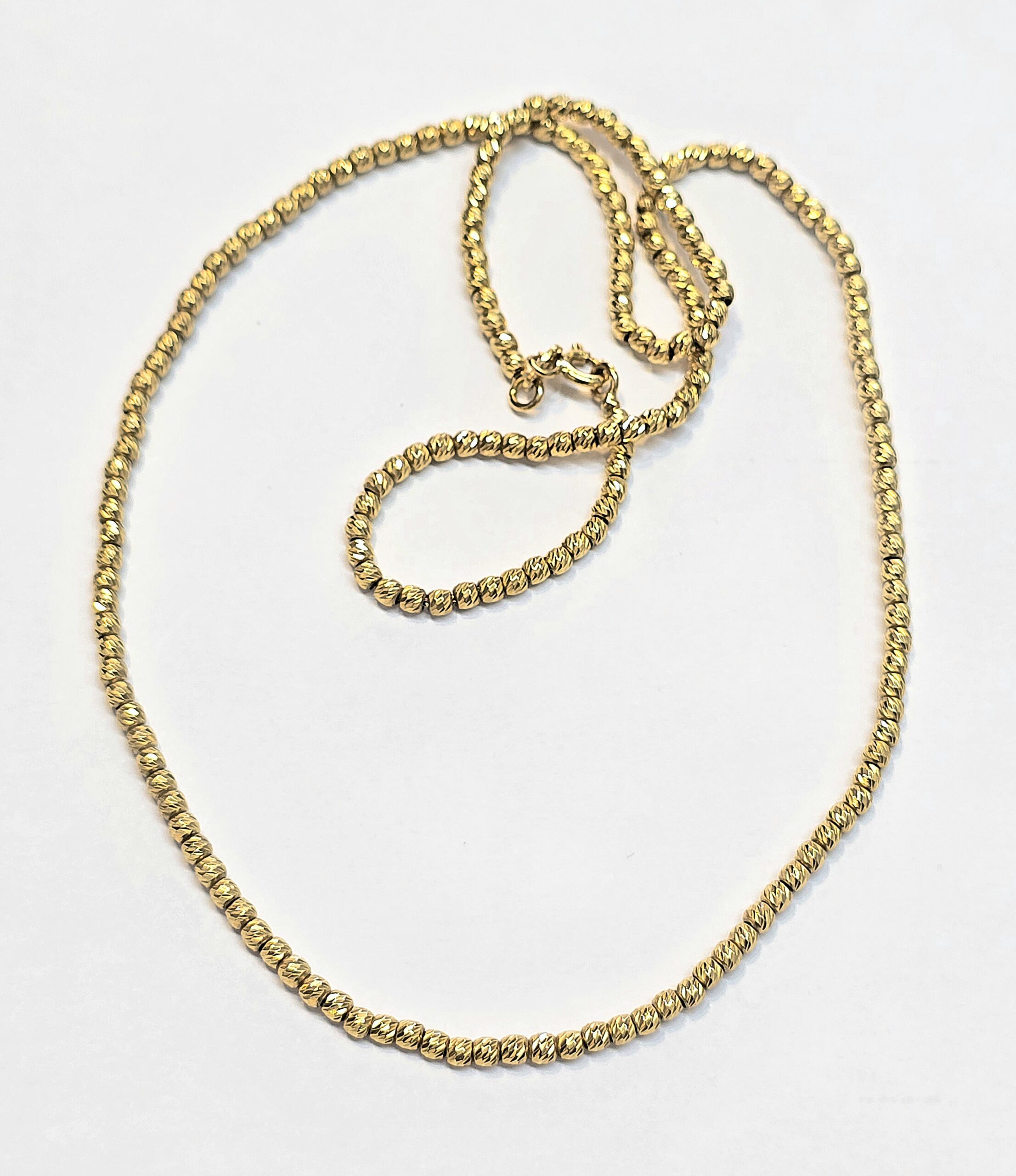 שרשרת זהב 14 קראט כדורים חריטות קולקציה חדשה shbhz7