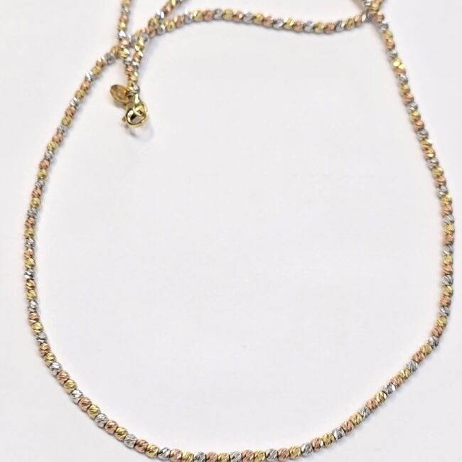 שרשרת זהב 14 קראט 3 צבעים כדורים קולקציה חדשה shbhz6