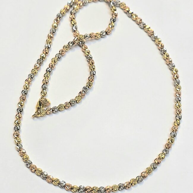 שרשרת זהב 3 צבעים כדורים קולקציה חדשה shbhz5