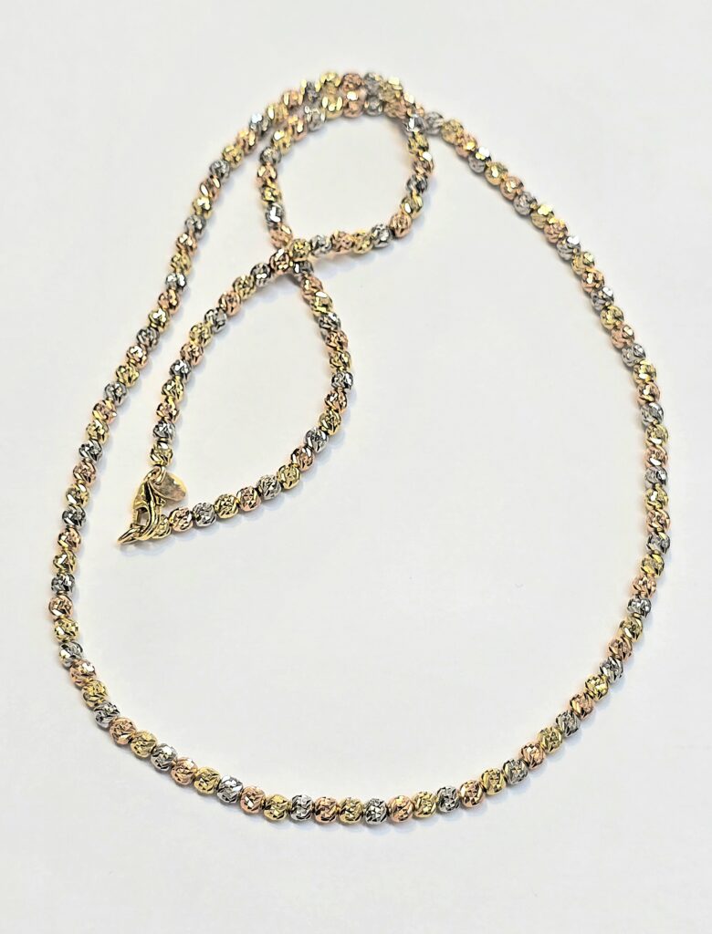 שרשרת זהב 3 צבעים כדורים קולקציה חדשה shbhz5