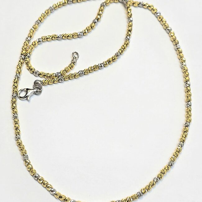 שרשרת זהב 14 קראט צהוב לבן כדורים קולקציה חדשה shbhz3