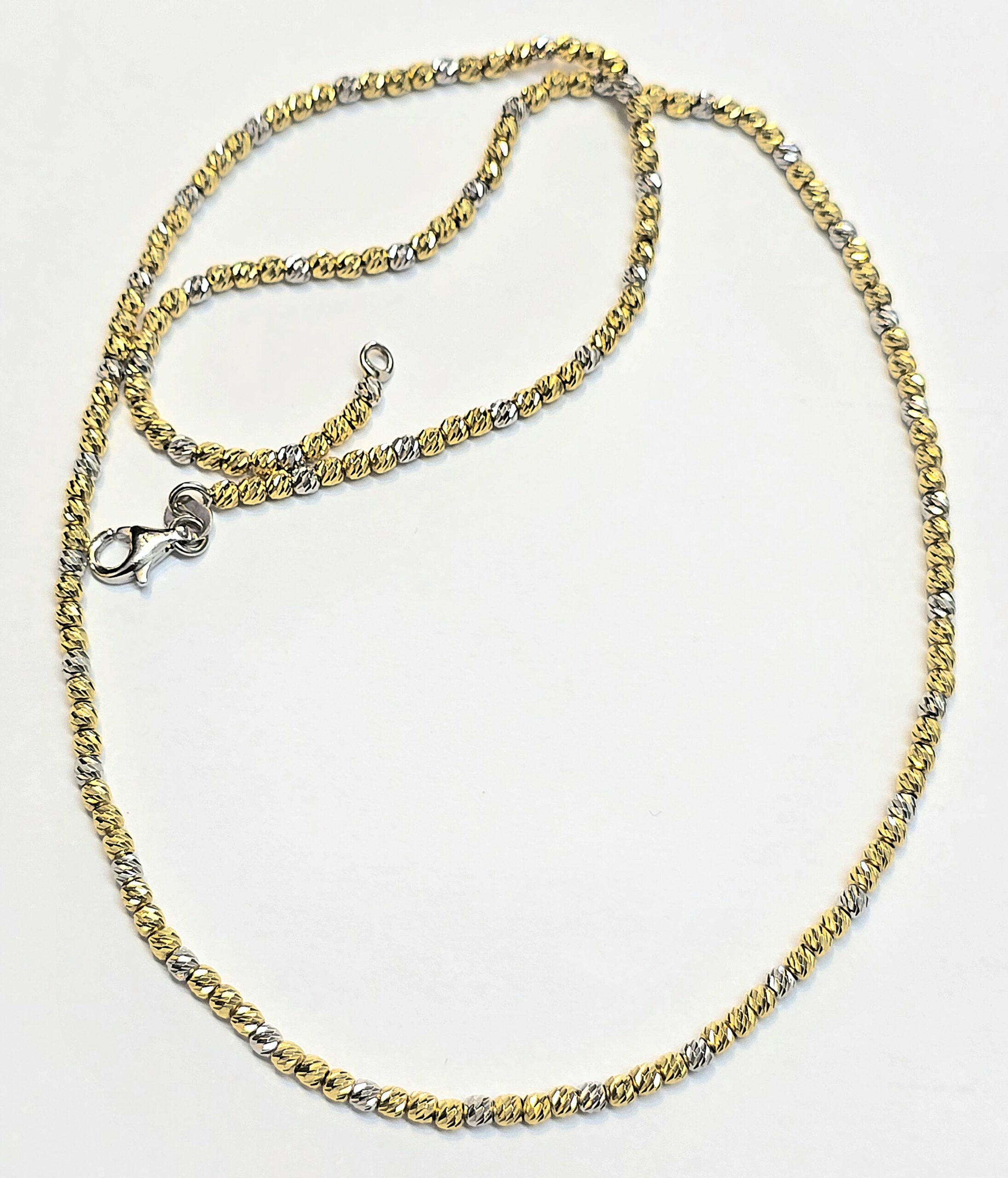 שרשרת זהב 14 קראט צהוב לבן כדורים קולקציה חדשה shbhz3