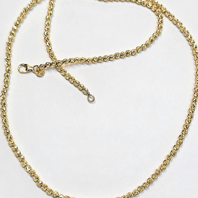 שרשרת זהב 14 קראט כדורים חריטות קולקציה חדשה shbhz2