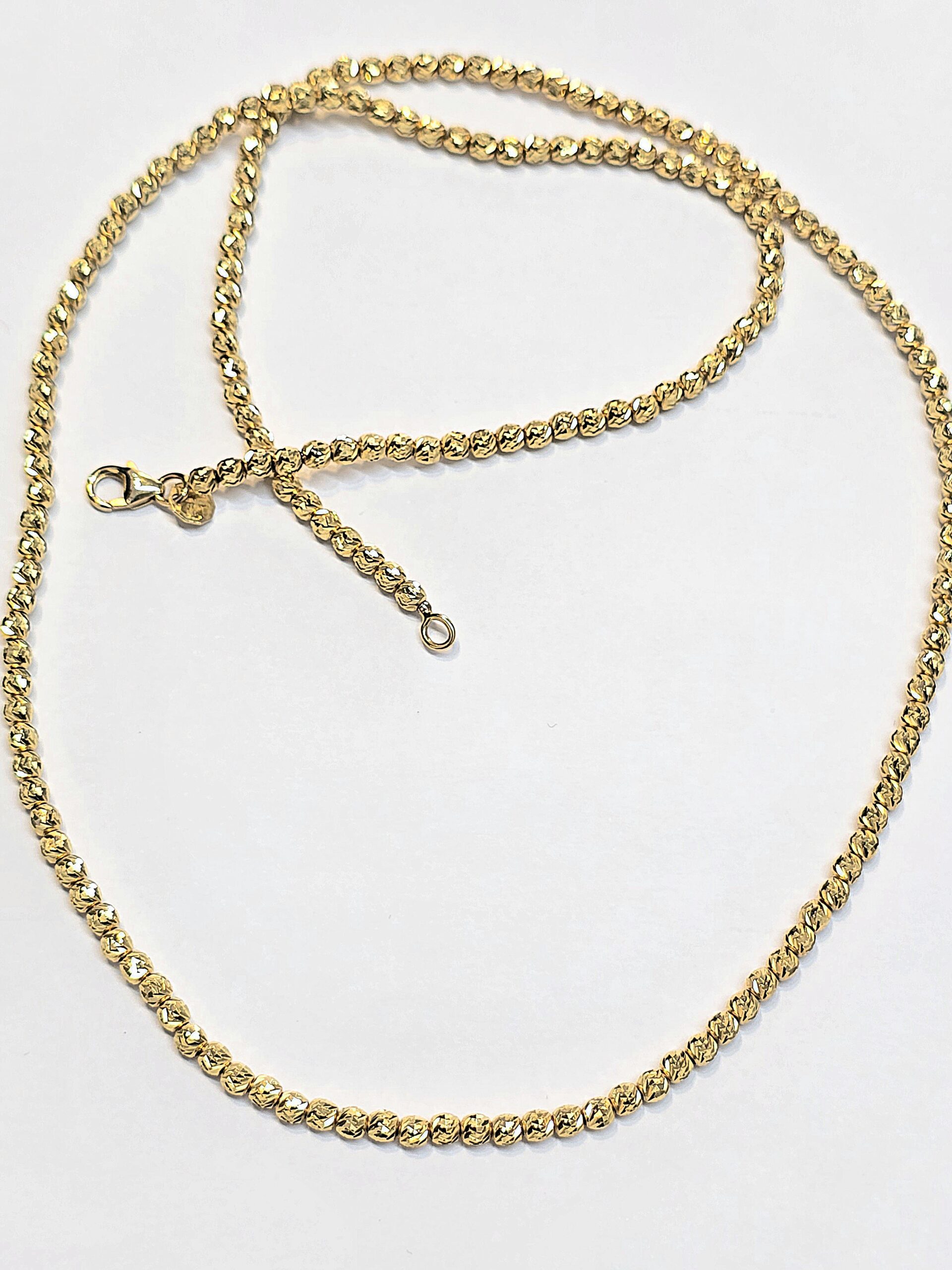 שרשרת זהב 14 קראט כדורים חריטות קולקציה חדשה shbhz2