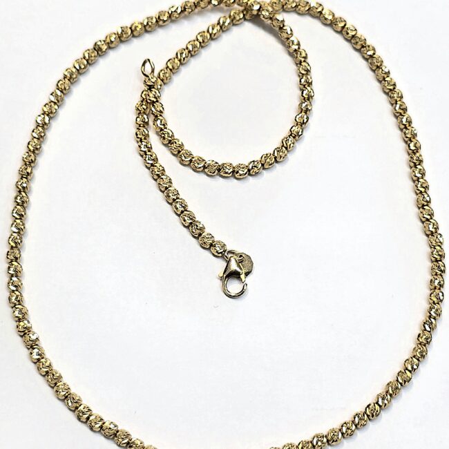 שרשרת זהב 14 קראט כדורים חריטות קולקציה חדשה shbhz1