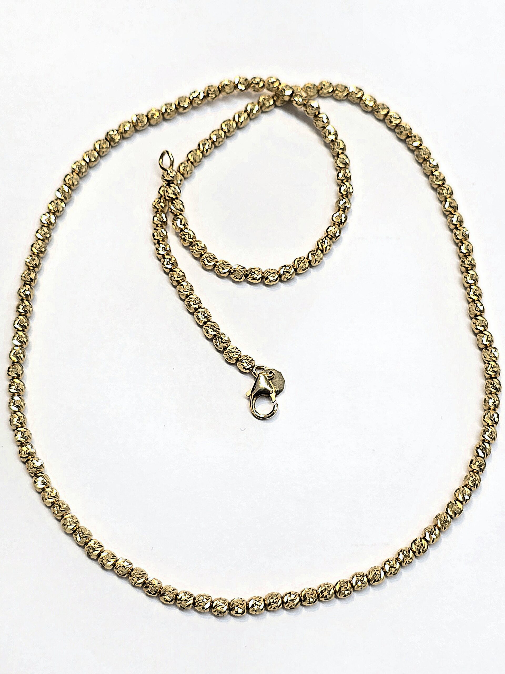 שרשרת זהב 14 קראט כדורים חריטות קולקציה חדשה shbhz1