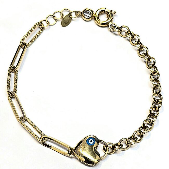 צמיד זהב 14 קראט לבן עין קולקציה חדשה gbbhz15